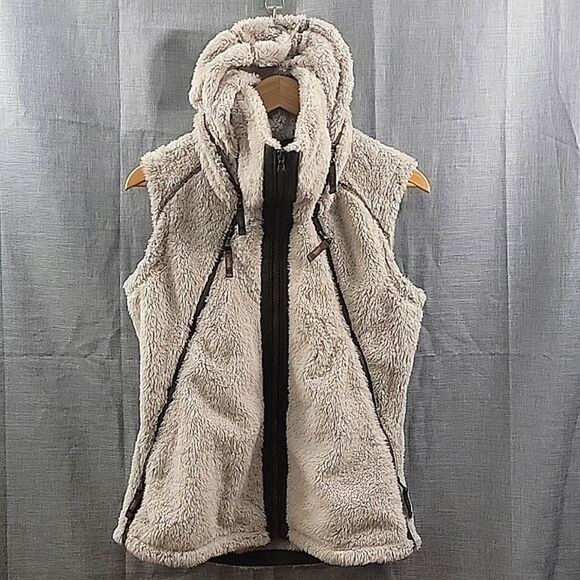 KUHL Flight Fleece Vest in Cream / Brown, Sherpa Vest Cozy Warm Women's SZ M - Picture 2 of 10